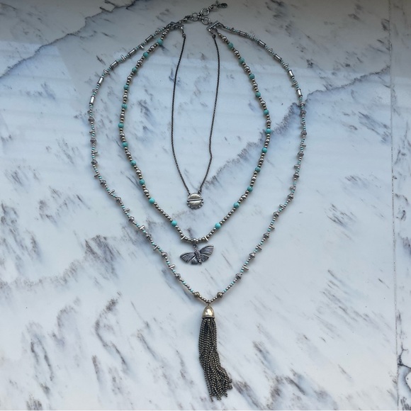 EUC Lucky Brand Multi Ways Necklace Silver, Vintage Gold and turquoise teal - Picture 3 of 6